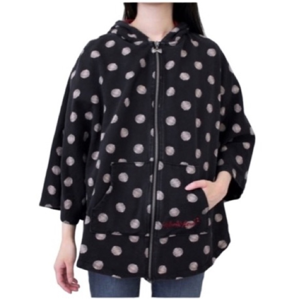 Disney Parks Minnie Mouse Rock the Dots Polka Dot Sweater Poncho Cape Hoodie M/L